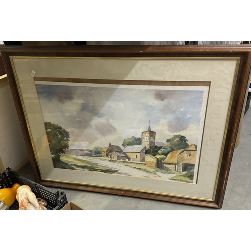 570 - A framed and glazed watercolour signed Olive Free and another watercolour signed Ian Hargrave, COLLE... 