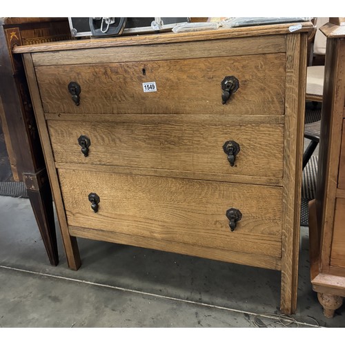 1549 - An Edwardian three drawer chest. COLLECT ONLY.