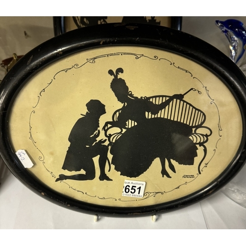 651 - 2 Early 20th century oval frame silhouettes by O Kubel and Hannes Peterson