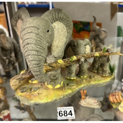 684 - A quantity of Tuskers elephant figures including working together CA03825 (limited edition of 600), ... 