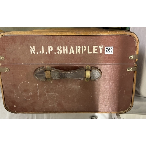 692 - A vintage trunk N.J.P Sharpley