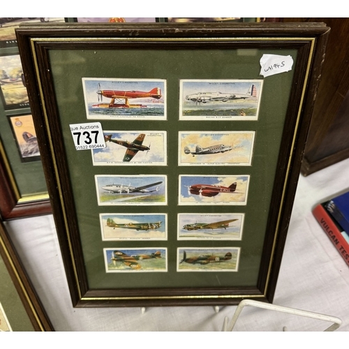 737 - 4 Framed & Glazed cigarette displays including ships, cricketers, famous fighters etc