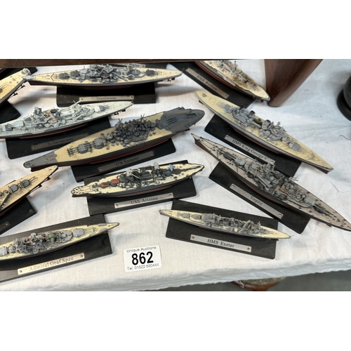 862 - A collection of resin models of battle ships