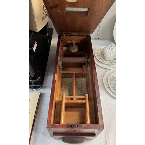 870 - A vintage mahogany shop till cash box