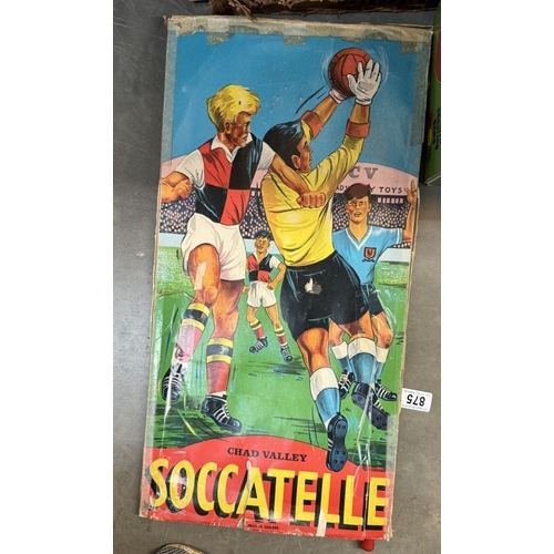 875 - Boxed Marx penalty shot and Chad Valley Soccatelle bagatelle and a Toogood and Jones super soccer fo... 