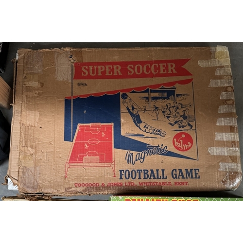 875 - Boxed Marx penalty shot and Chad Valley Soccatelle bagatelle and a Toogood and Jones super soccer fo... 