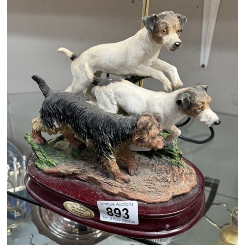 893 - A Juliana collection table lamp with 3 terriers