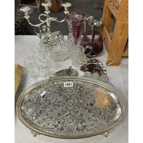 1081 - A quantity of glass & metalware etc.