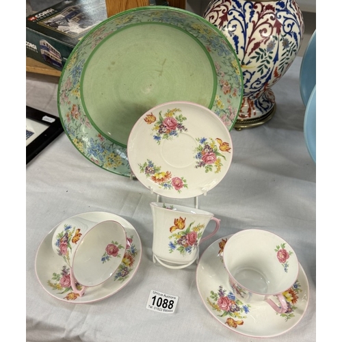 1088 - A Shelley Melody fruit bowl & 3 Shelly cups & Saucers