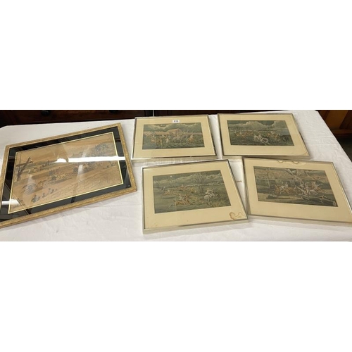 913 - 5 framed & glazed pictures/engravings of horse racing, image 18.7cm x 31.3cm, frame 31cm x 41.3cm CO... 