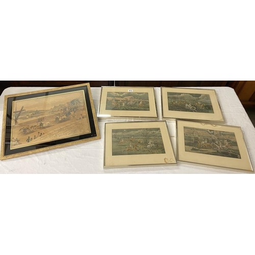 913 - 5 framed & glazed pictures/engravings of horse racing, image 18.7cm x 31.3cm, frame 31cm x 41.3cm CO... 