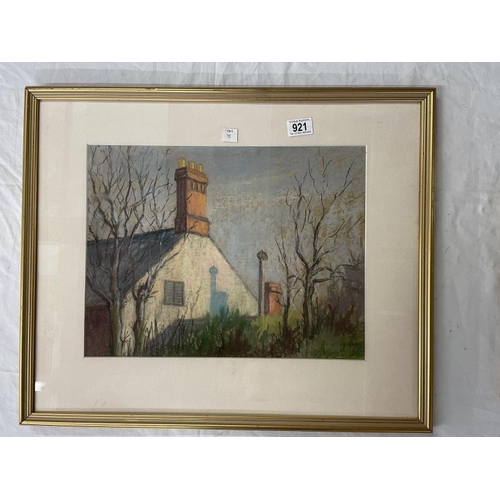 921 - A pastel picture & a watercolour of houses & people, one signed Littlejohn?