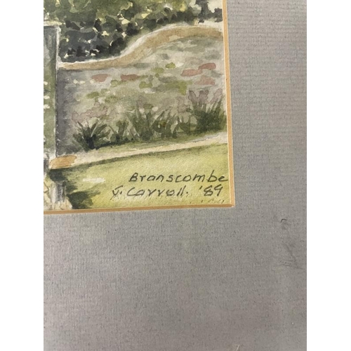 926 - A quantity of watercolours including Churches, Branscombe J. Cavvell '89, T.E.J. Brooker