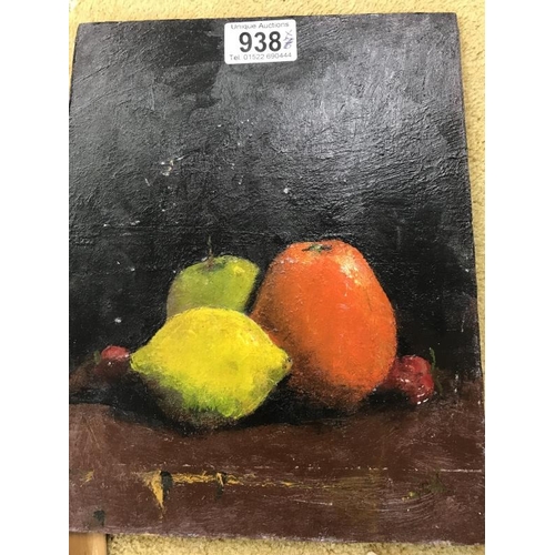 938 - A selection of still life paintings, 6 on board & 1 on paper