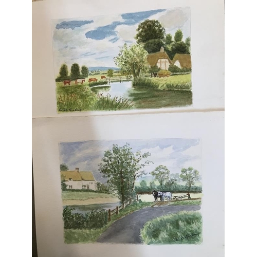 944 - A quantity of watercolours including horse & cart & nature all in frames