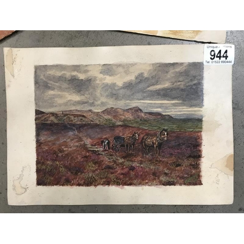 944 - A quantity of watercolours including horse & cart & nature all in frames