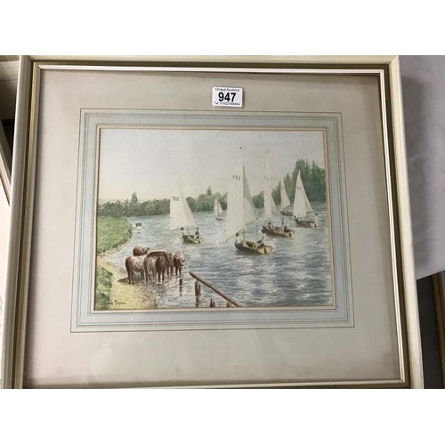 947 - 5 good framed & glazed watercolours