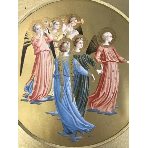 948 - An Italian school polychrome chromolithograph antique print ' A group of Angels' Fra Angelico, Image... 