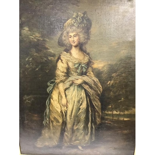 949 - A full length oil on canvas portrait after Gainsborough of Lady Sophia Charlotte Sheffield, image 60... 