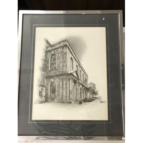 953 - 4 framed & glazed prints of Churches COLLECT ONLY