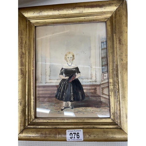 976 - 2 framed & glazed pictures of brother & sister, one with inscription 'Eliza Maria English, 31st July... 