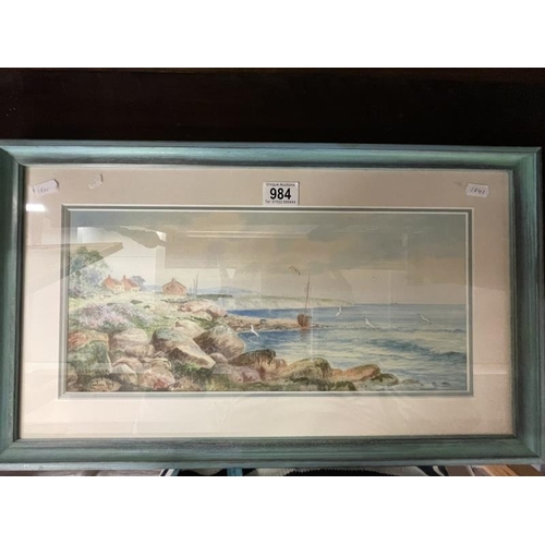 984 - A framed & glazed watercolour signed at Laccombe, Gordon Ray