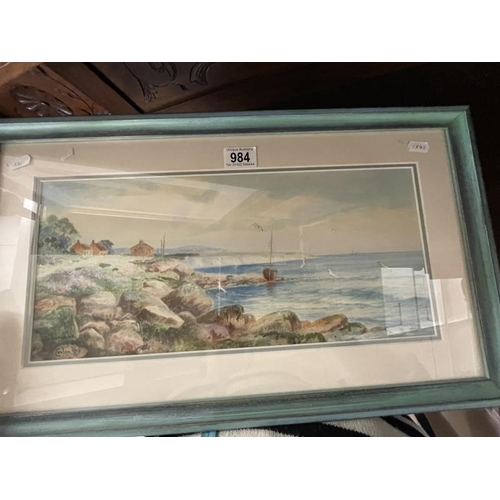 984 - A framed & glazed watercolour signed at Laccombe, Gordon Ray