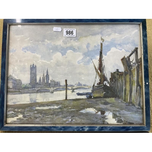 986 - 2 framed & glazed pictures/watercolours depicting a harbour & hen house, 1 signed Marc & 1 H E Wane ... 