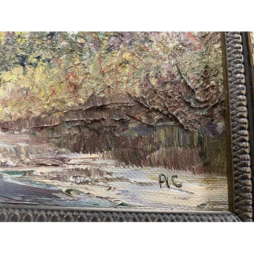 992 - 2 framed oil on canvas country scenes, signed A.C.