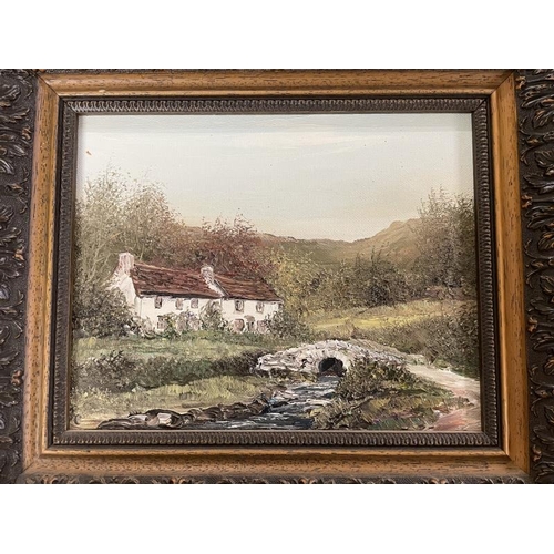 992 - 2 framed oil on canvas country scenes, signed A.C.