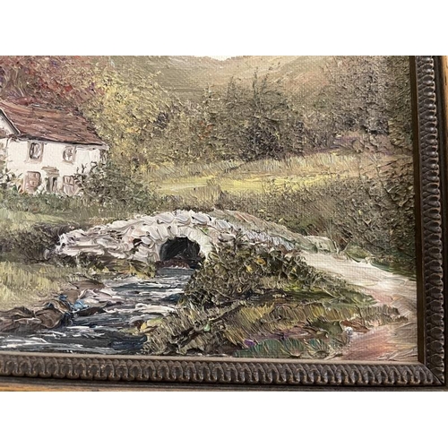 992 - 2 framed oil on canvas country scenes, signed A.C.