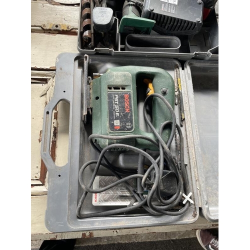 1012 - A quantity of of electrical items and screws, including BOSCH PST 50E jigsaw, Parkside drill, All te... 