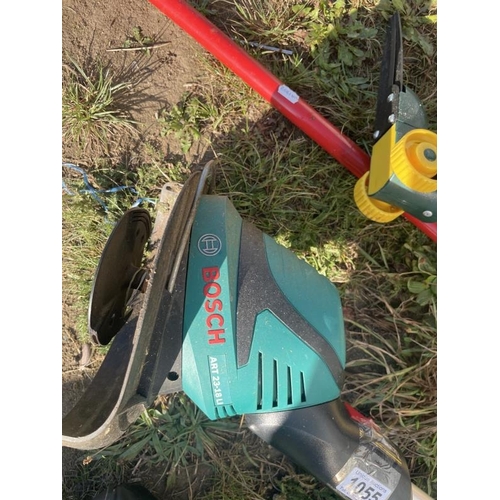 1055 - A quantity of gardening tools including grass trimmer and 2 other items