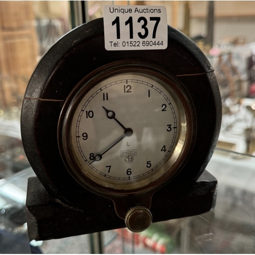 1137 - An old wood framed Smiths bedside clock