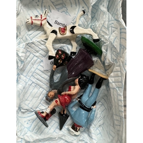 1141 - A quantity of unbranded painted white metal figurines Popeye, Punch & Judy, The Lone Ranger, Muffin ... 