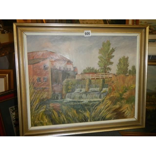 600 - A mid 20th century watercolour on board rural scene, COLLECT ONLY.