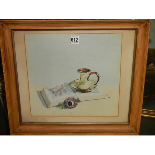 612 - A framed and glazed still life watercolour, COLLECT ONLY.