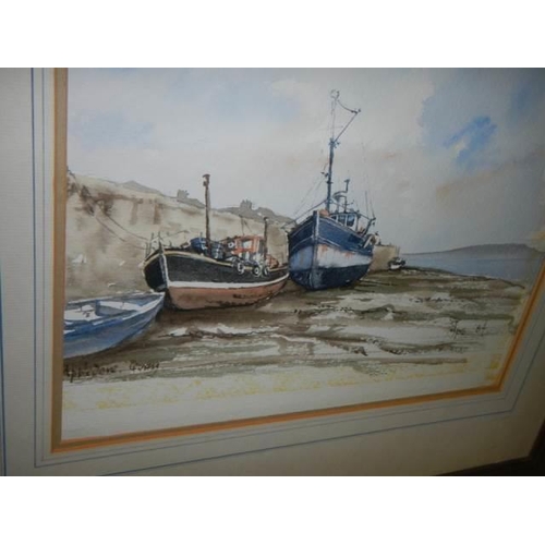 613 - A pair of framed and glazed watercolours featuring boats initialed CPS (Chris Preston Smith) '84. CO... 