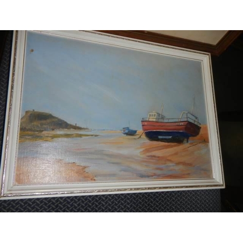 613 - A pair of framed and glazed watercolours featuring boats initialed CPS (Chris Preston Smith) '84. CO... 