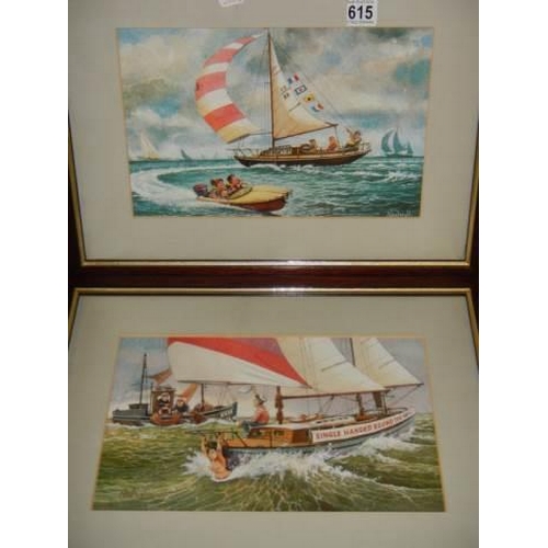 615 - A pair of good humorous boating prints, COLLECT ONLY.