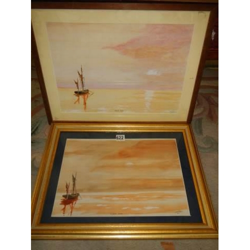 622 - A pair of framed and glazed watercolours featuring boats, COLLECT ONLY.