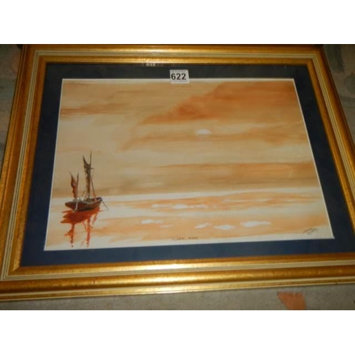 622 - A pair of framed and glazed watercolours featuring boats, COLLECT ONLY.