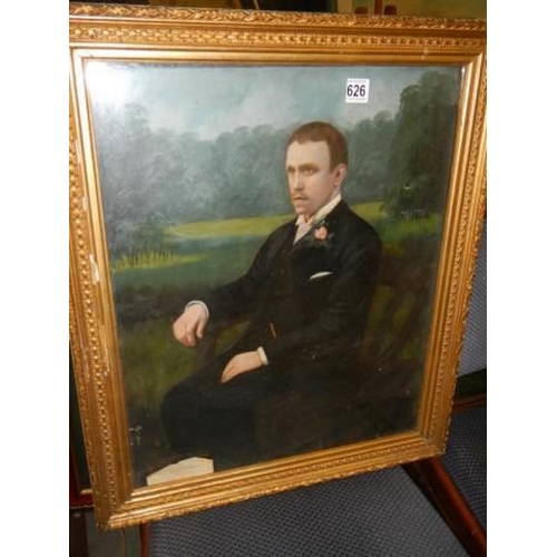 626 - An early 20th century English school overpainted photograph of a gentleman in an open landscape, COL... 