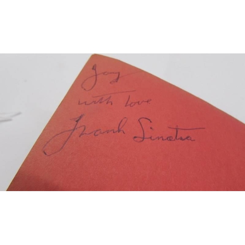 1037 - A Frank Sinatra signed Caesars Palace Las Vegus table card.