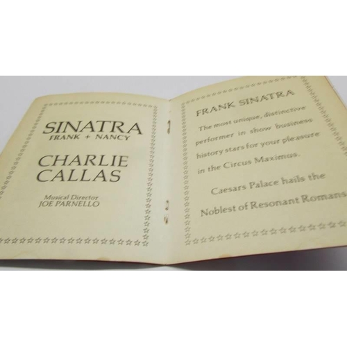 1037 - A Frank Sinatra signed Caesars Palace Las Vegus table card.