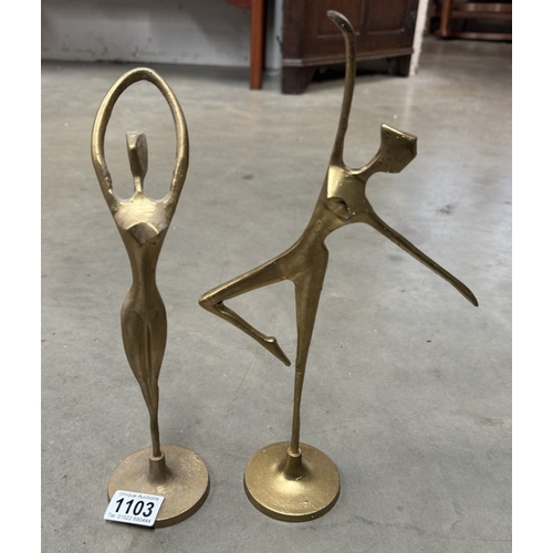 1103 - 2 art deco style brass figures