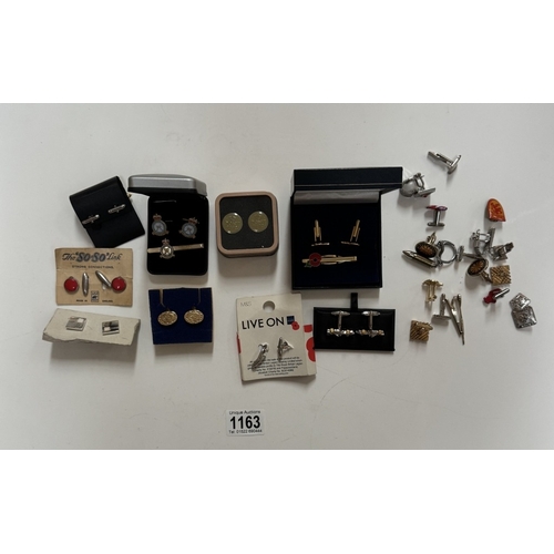 1163 - A boc of cufflinks including dad's army, Royal Air force etc