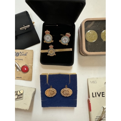 1163 - A boc of cufflinks including dad's army, Royal Air force etc