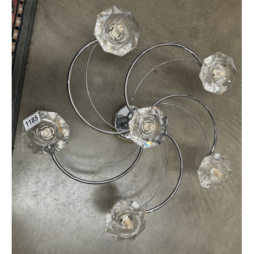 1185 - A chrome plated 5 arm ceiling light