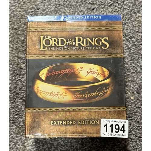 1194 - An blu-ray, unopened Lord of the rings extended edition trilogy